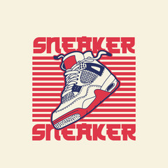 Sneaker shoes . Concept. Flat design. Vector illustration. Sneakers in flat style. Sneakers side view. Fashion sneakers.	
