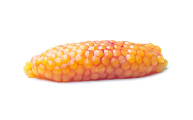 Fresh orange caviar fish roe or sea fish roe isolated on white background with clipping path and shadow in png file format, Concept of healthy eating