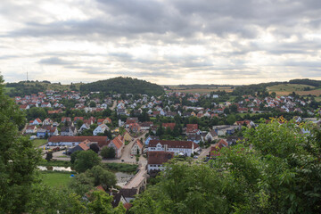Fototapeta na wymiar Panorama view of town Harburg in Bavaria, Germany