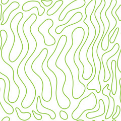 seamless pattern with green lines wavy long oval shapes