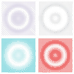 set of four backgrounds with square halftone 
