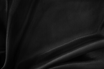 Black grey fabric texture background, detail of silk or linen pattern.