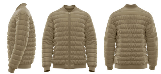 Bomber jacket puffer. Full zipper with two side pockets, varsity jacket, Olive ©  FIROZA STUDIO