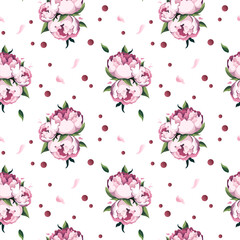 Seamless pattern with peonies. Perfect for product design, wallpaper, scrapbooking, textile, wrapping paper.
