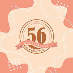 56th anniversary celebration logo vector design with brown color background and brown color later abstract design
