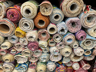 Rolls Of Fabric In An Istanbul Shop