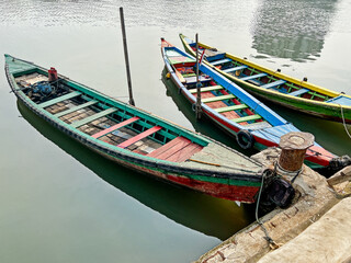 Three Wood Boats In Jakarta
