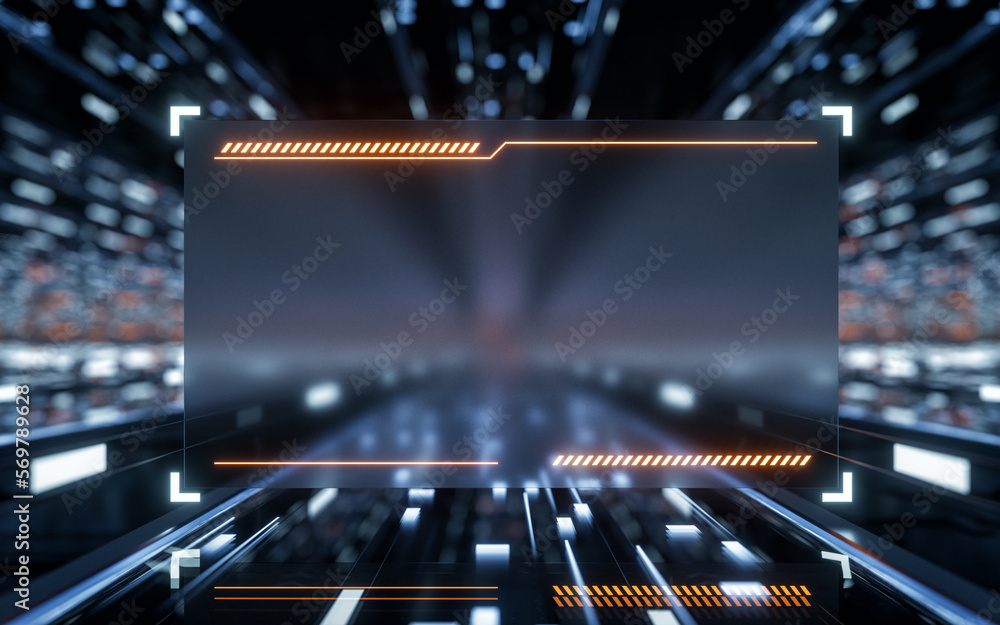 Sticker Digital screen with cyberspace background, 3d rendering.