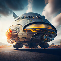 Fototapeta na wymiar spaceship and ufo made with,generative ai