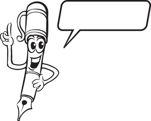 coloring book cartoon fountain pen character - PNG image with transparent background