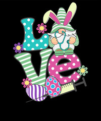 Nurse Love Gnome Easter Bunny T Shirt Design