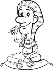 coloring book pharaoh sitting writing a letter - PNG image with transparent background