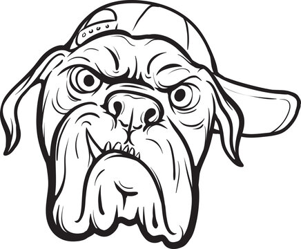 whiteboard drawing angry dog face - PNG image with transparent background