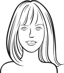 whiteboard drawing Beautiful girl portrait - PNG image with transparent background