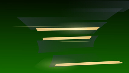Geometric dark green abstract background. Random shapes with lines stripe and light composition. Modern design.