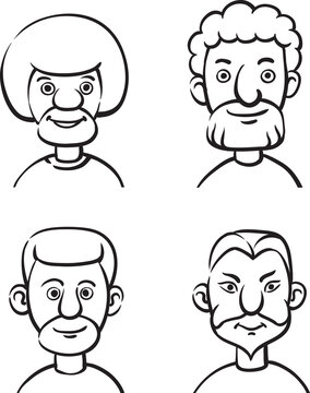 whiteboard drawing bearded men - PNG image with transparent background