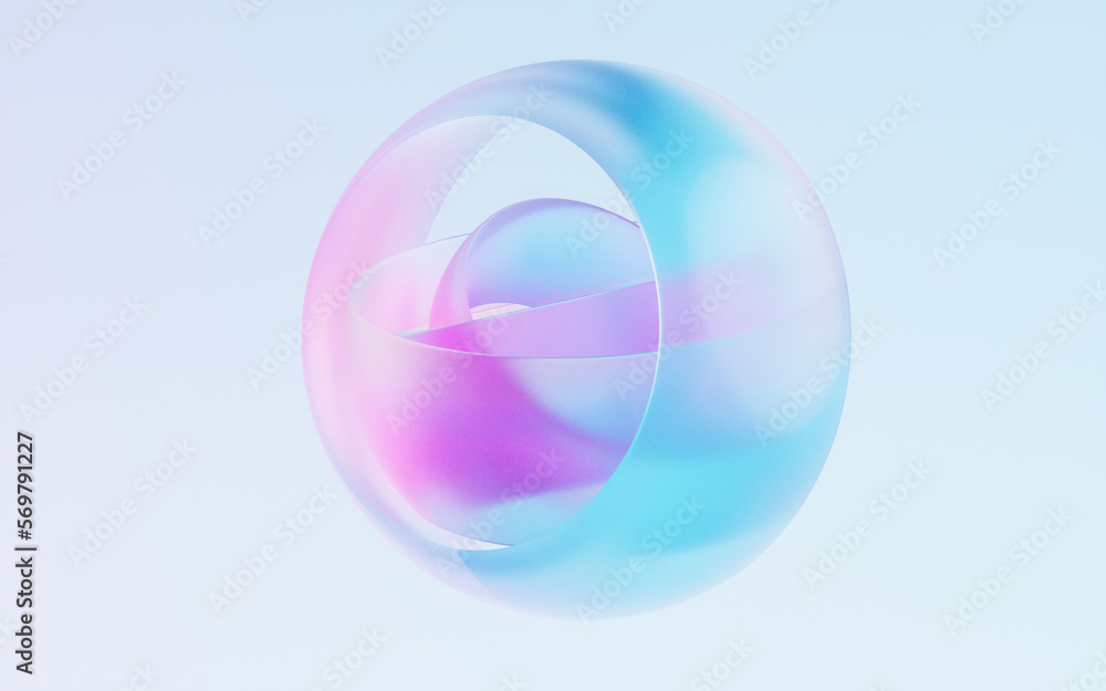Poster gradient transparent geometry background, 3d rendering.