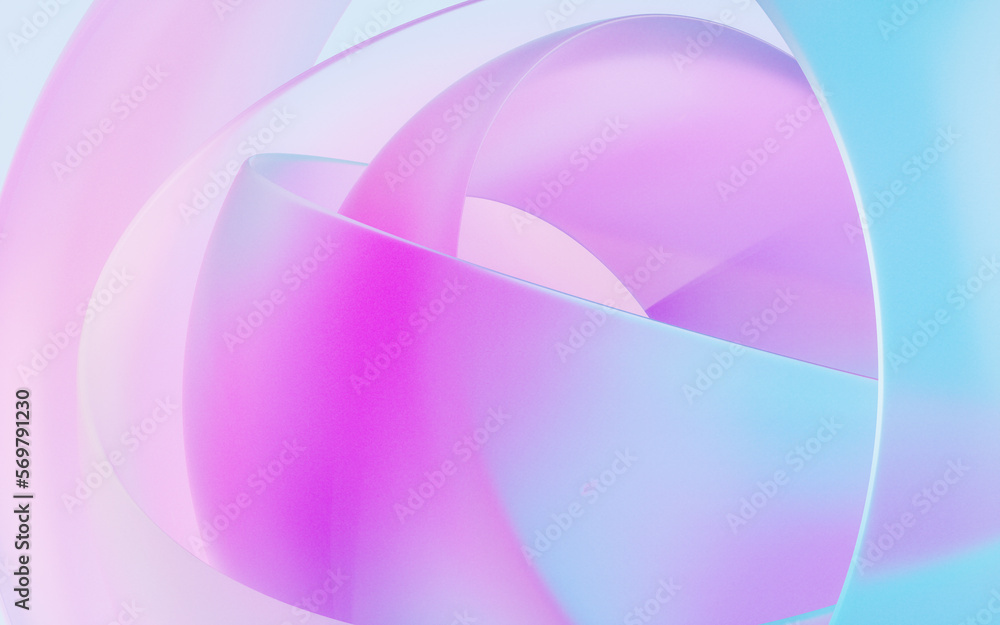 Poster gradient transparent geometry background, 3d rendering.