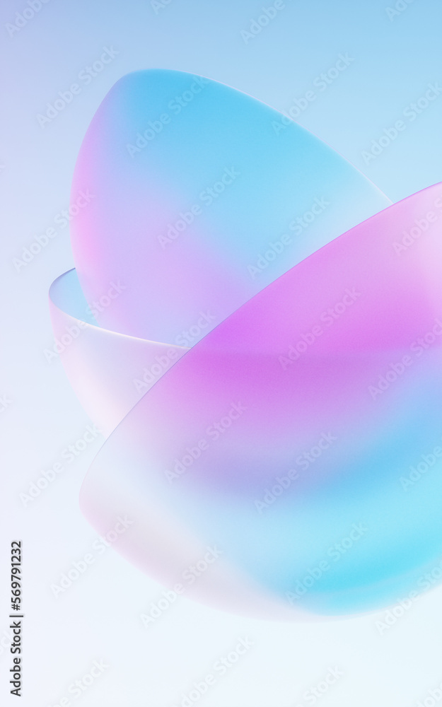 Poster gradient transparent geometry background, 3d rendering.