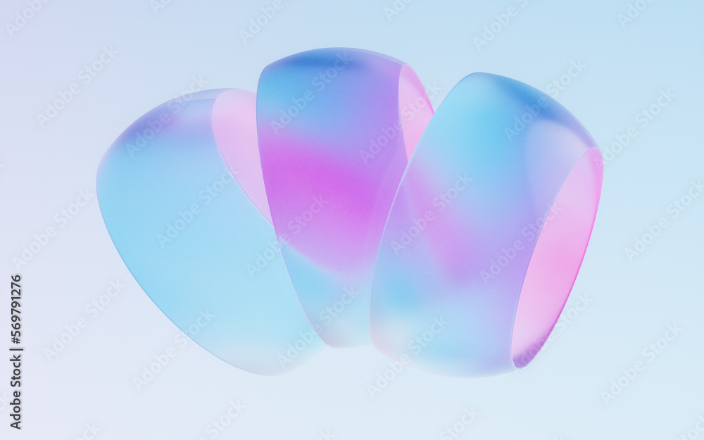 Poster gradient transparent geometry background, 3d rendering.