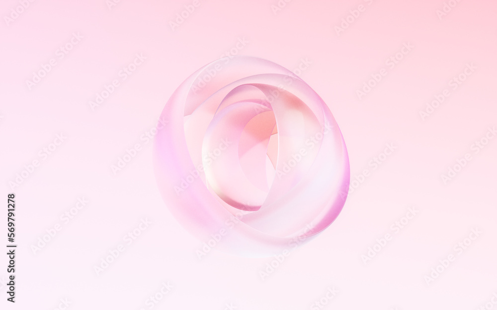 Poster gradient transparent geometry background, 3d rendering.