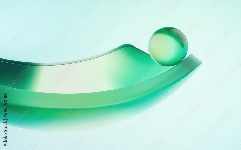 Poster gradient transparent geometry background, 3d rendering.