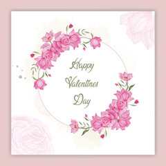 Beautiful wreath with inscription Happy Birthday isolated on white background. Round floral watercolor wreath for design, postcards, banners, emblems, logo.watercolor vector illustration