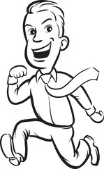 Obraz premium whiteboard drawing businessman running happy - PNG image with transparent background