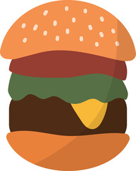 hamburger, burger flat icon, fast food icon.