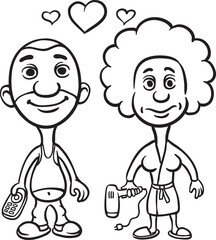 whiteboard drawing cartoon avatar love couple husband and wife - PNG image with transparent background