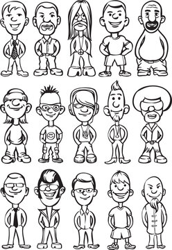 whiteboard drawing cartoon avatar people - PNG image with transparent background