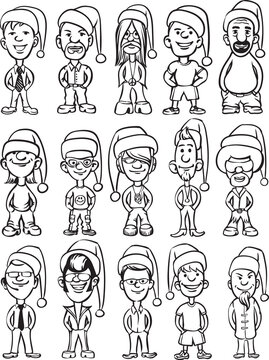 whiteboard drawing cartoon avatar santa people - PNG image with transparent background
