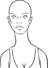 whiteboard drawing cartoon bald woman - PNG image with transparent background