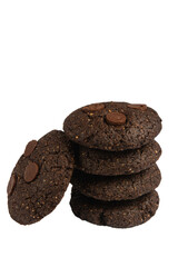 chocolate chip cookie stack on white background. isolated