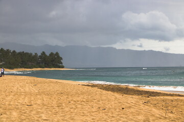 Laniakea Beach looking West on the North Shore of Oahu, Hawaii