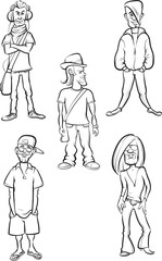 whiteboard drawing cartoon trendy young men - PNG image with transparent background