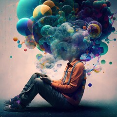 Smartphone addiction concept. Ai generated image. Ai generated image.