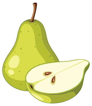 Isolated green pear cartoon