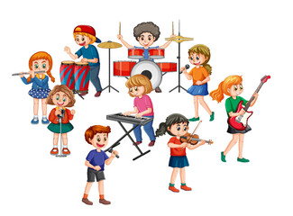 Music band kids cartoon