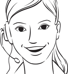 whiteboard drawing customer support blond woman smiling with headset - PNG image with transparent background