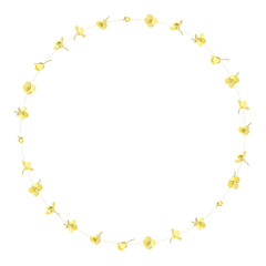 ゴールド系なナノハナとドットの円形な飾り枠
