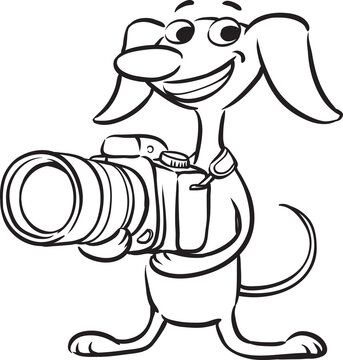whiteboard drawing dog photographer - PNG image with transparent background