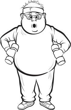 whiteboard drawing fat man training - PNG image with transparent background