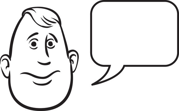 whiteboard drawing fatty face with speech bubble - PNG image with transparent background