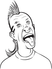 whiteboard drawing grimacing punk tongue out - PNG image with transparent background
