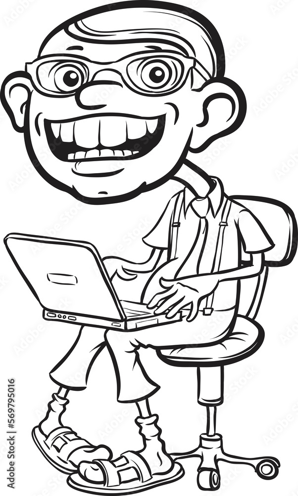 Poster whiteboard drawing happy geek - png image with transparent background