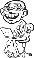 whiteboard drawing happy geek - PNG image with transparent background