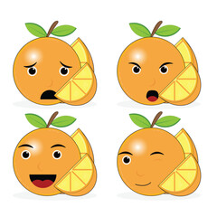 orange emoticon and illustration on white background