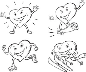 whiteboard drawing happy hearts - PNG image with transparent background