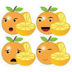 orange emoticon and illustration on white background